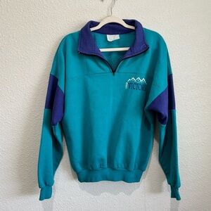 VTG Victoria Canada Womens Quarter Zip Pullover Sweater Ski Resort Gorpcore 90s